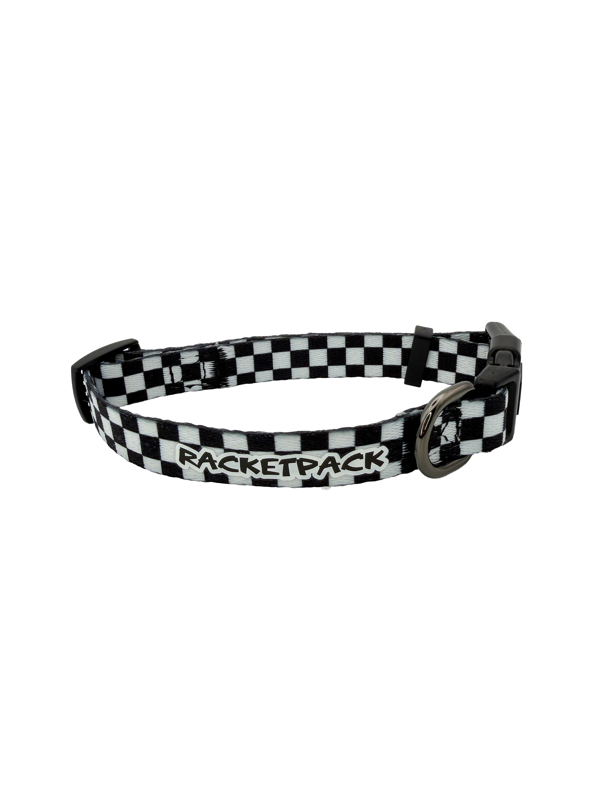 Black & White Checkerboard Half Inch Dog Collar