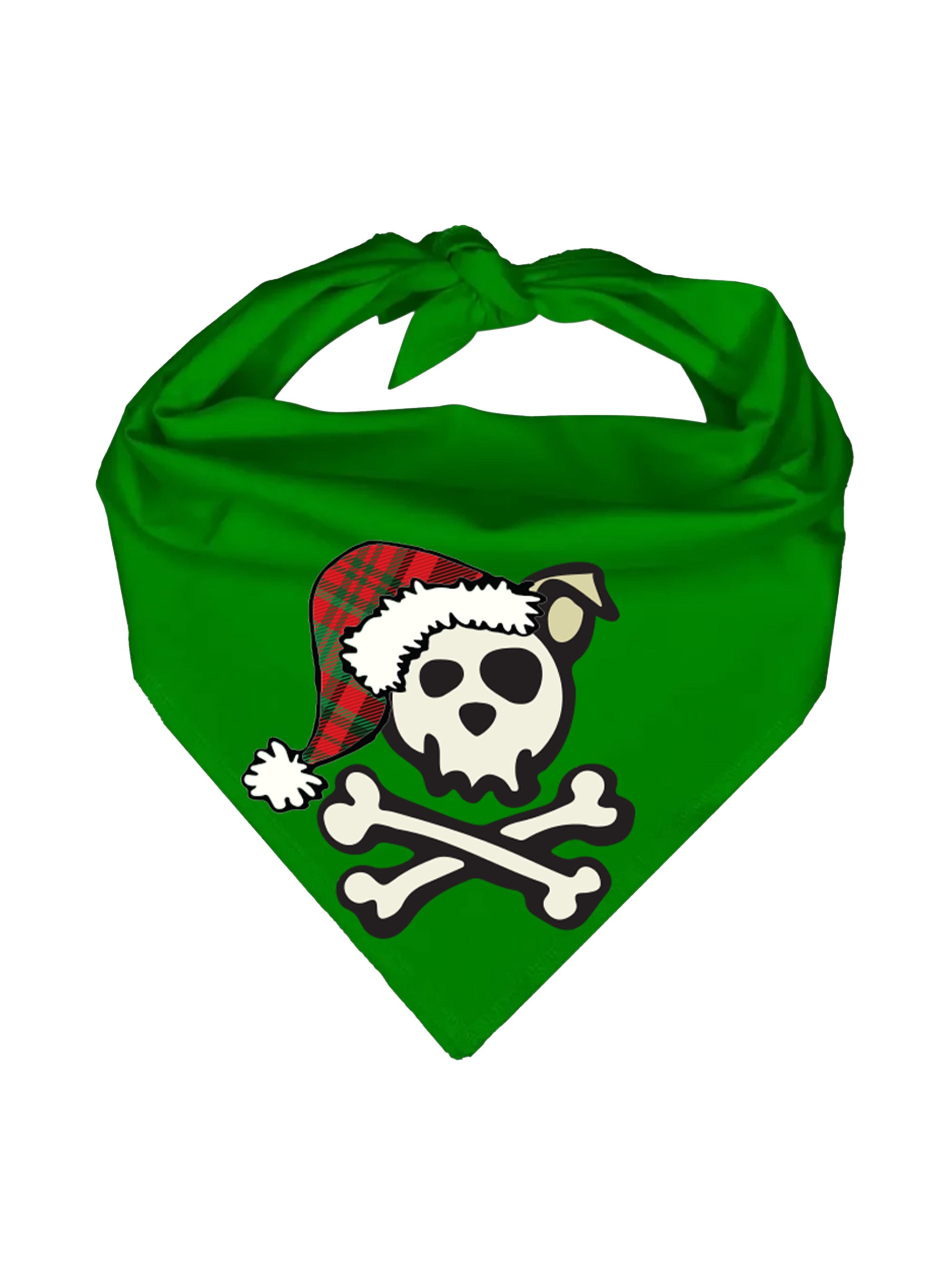 Skull & Dogbones Santa Bandana - Green