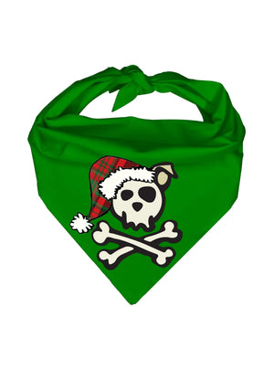 Skull & Dogbones Santa Bandana - Green