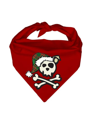 Skull & Dogbones Santa Bandana - Red