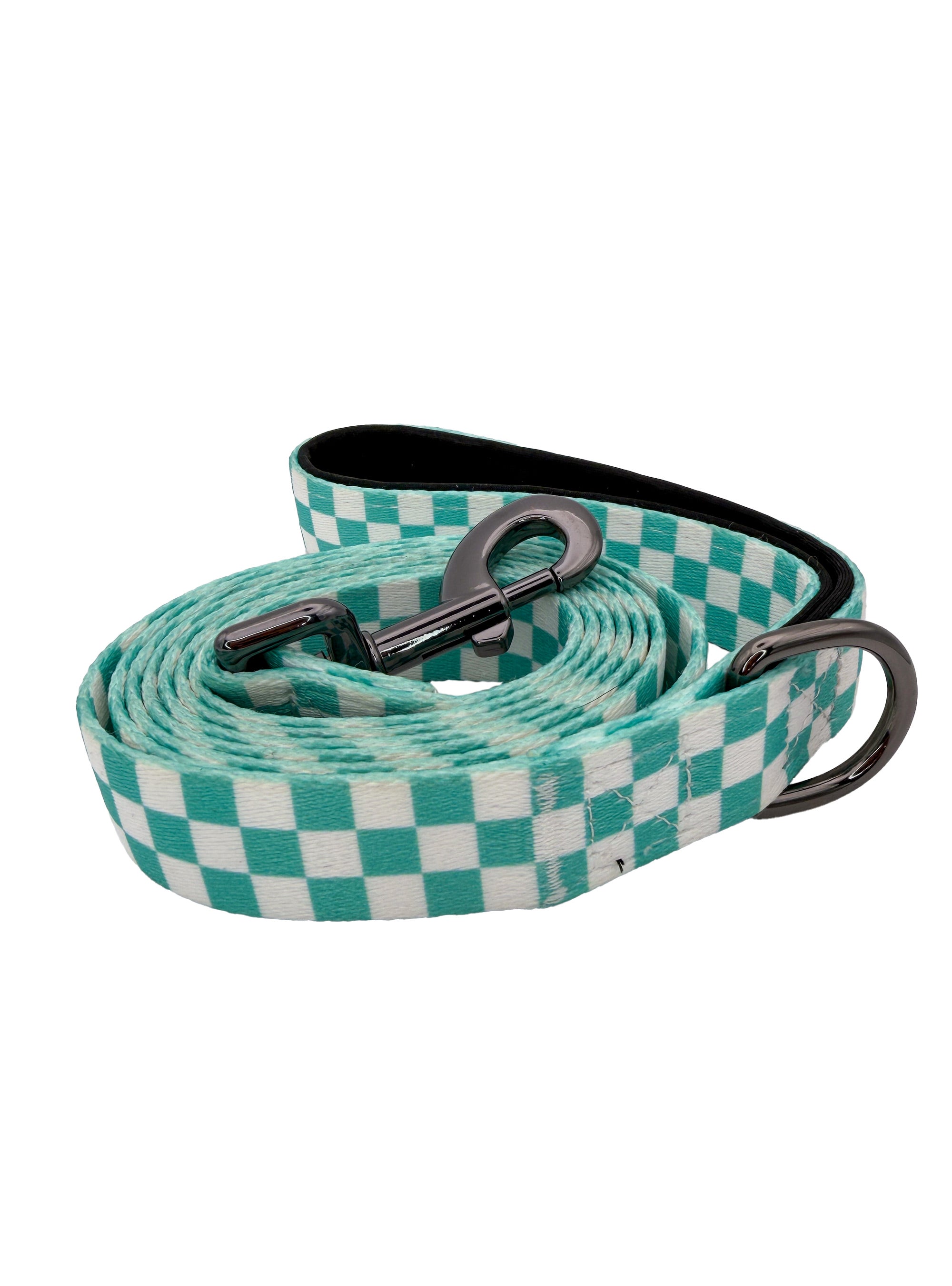 Checkerboard Dog Leash - Shockwave Blue
