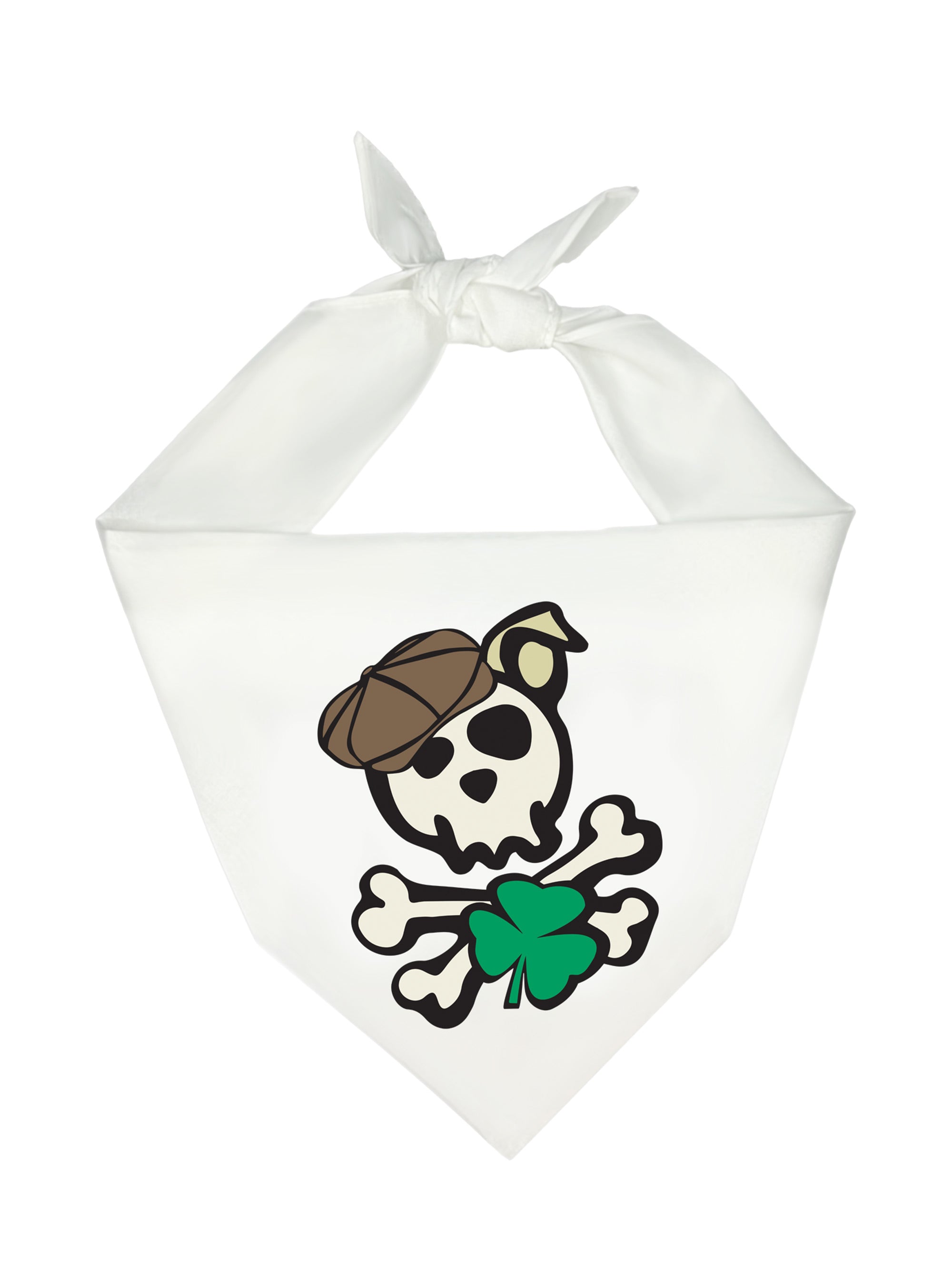 Skull & Dogbones Irish Bandana - White