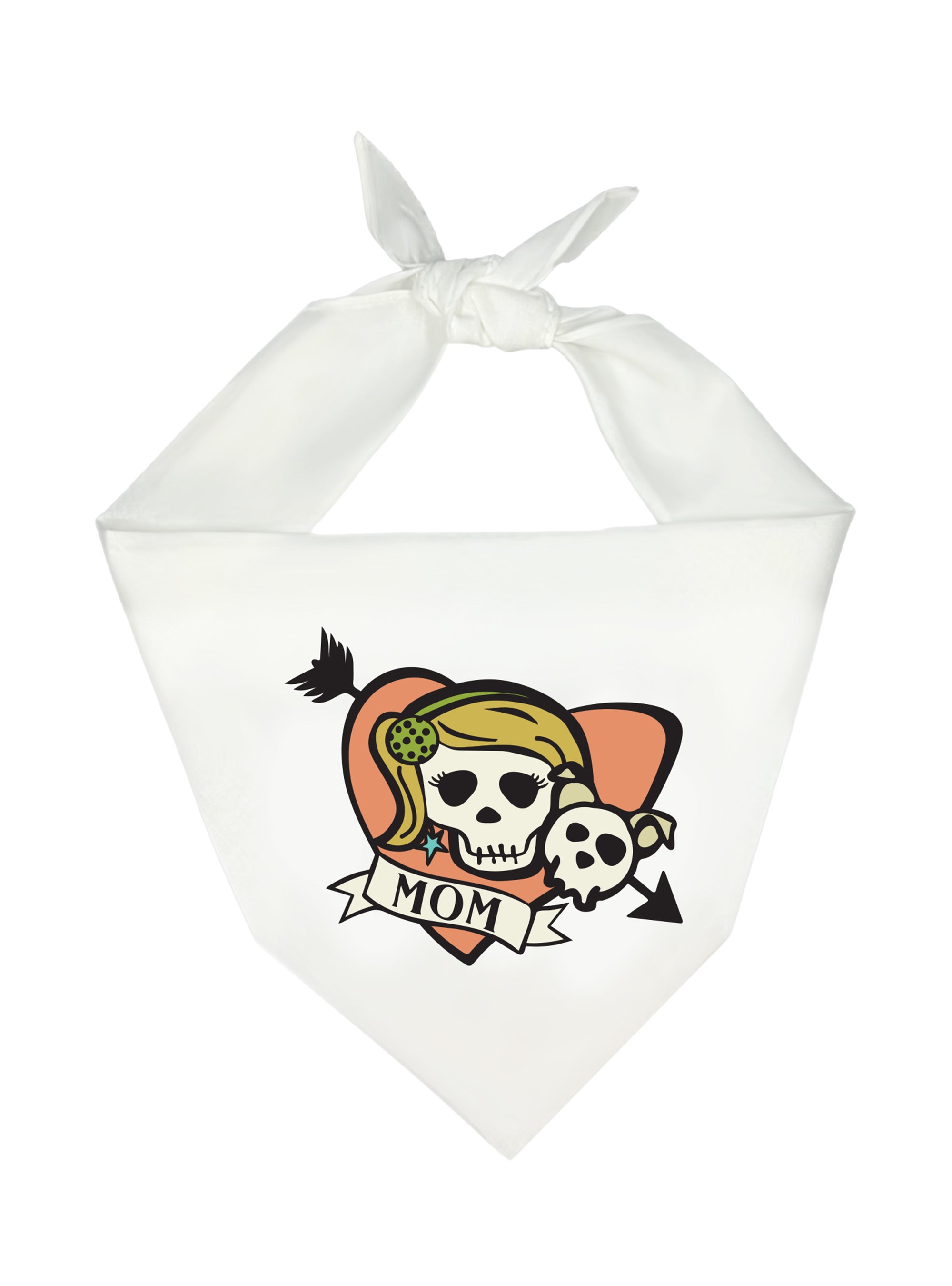 Skull & Dogbones Mom Bandana - White